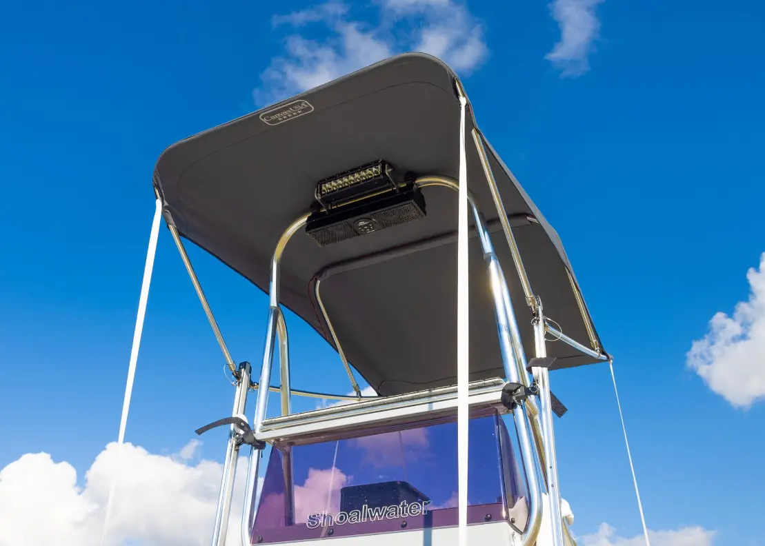 Bimini T folded forward and out of the line of sight