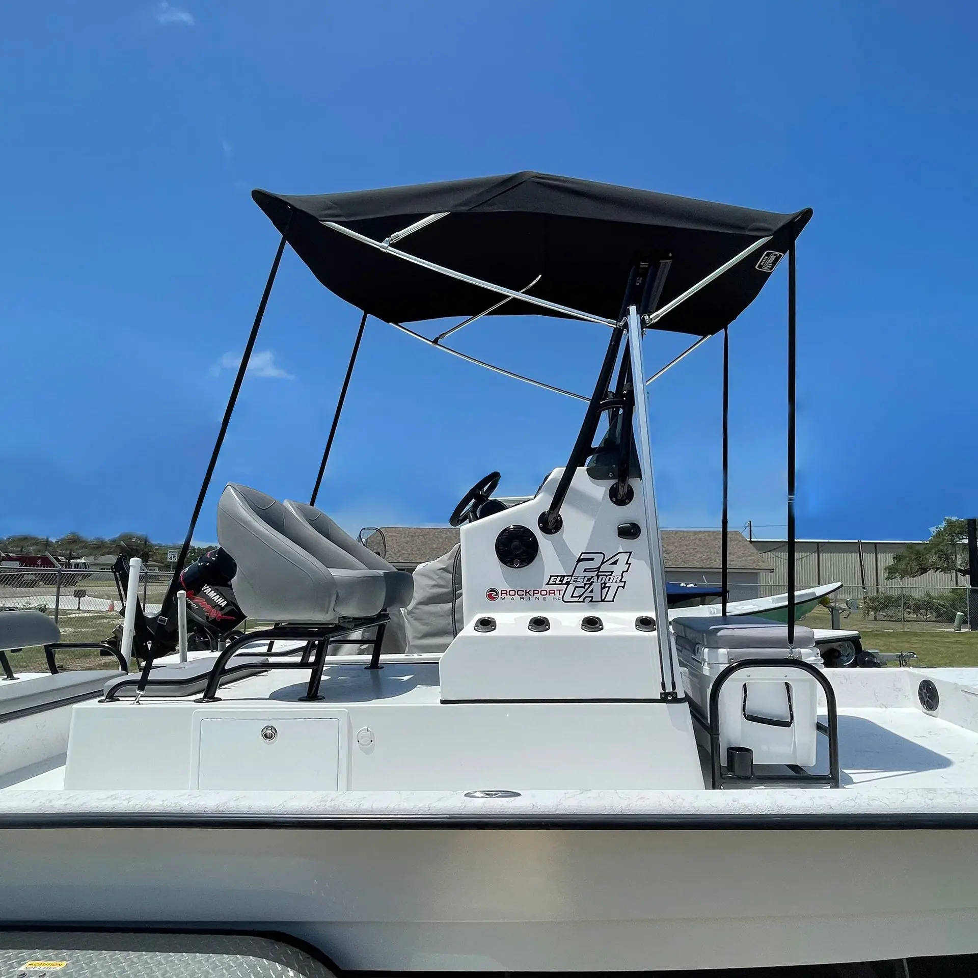 Canvas USA®—the best Performance Shade for easy and secure installation Canvas USA® Performance Shade side angle—manufactured for easy installation and secure fit on any boat