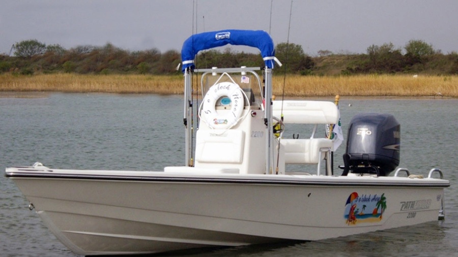 Bimini T folded down and stowed
