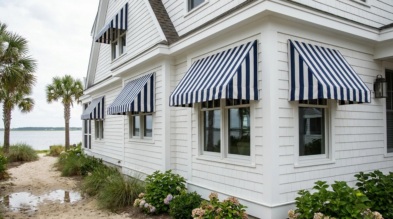 Custom nautical stripe awning
