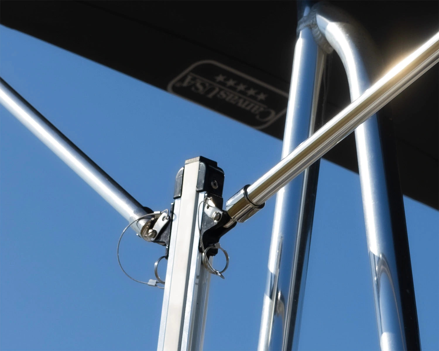 Bimini T™ frame, support fittings and canopy detail