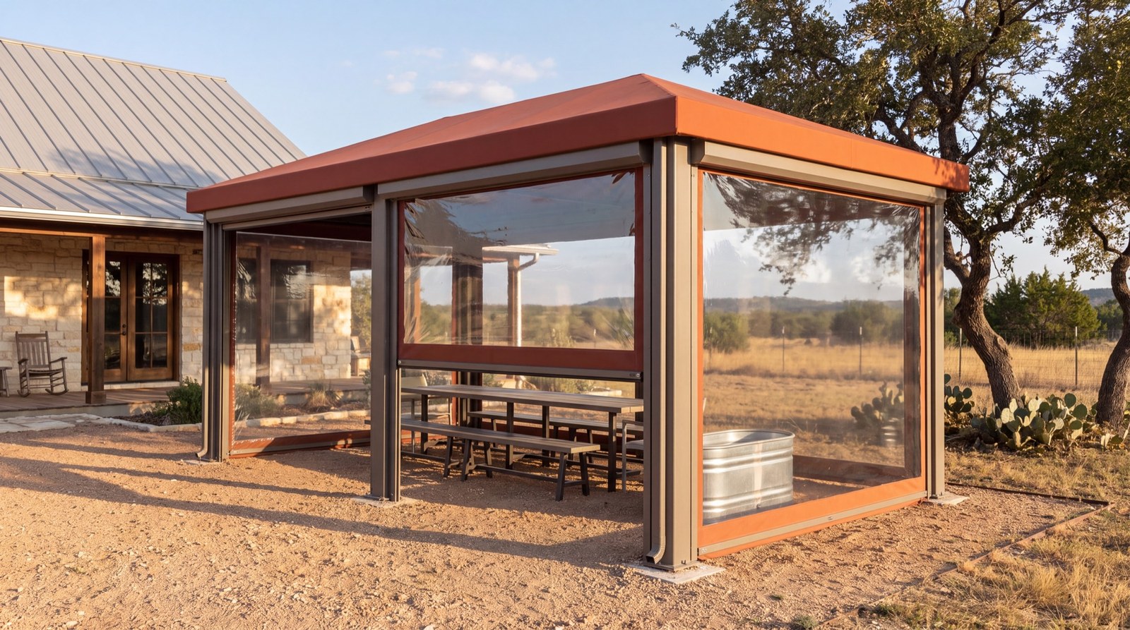 A rust topped Haven at a ranch property