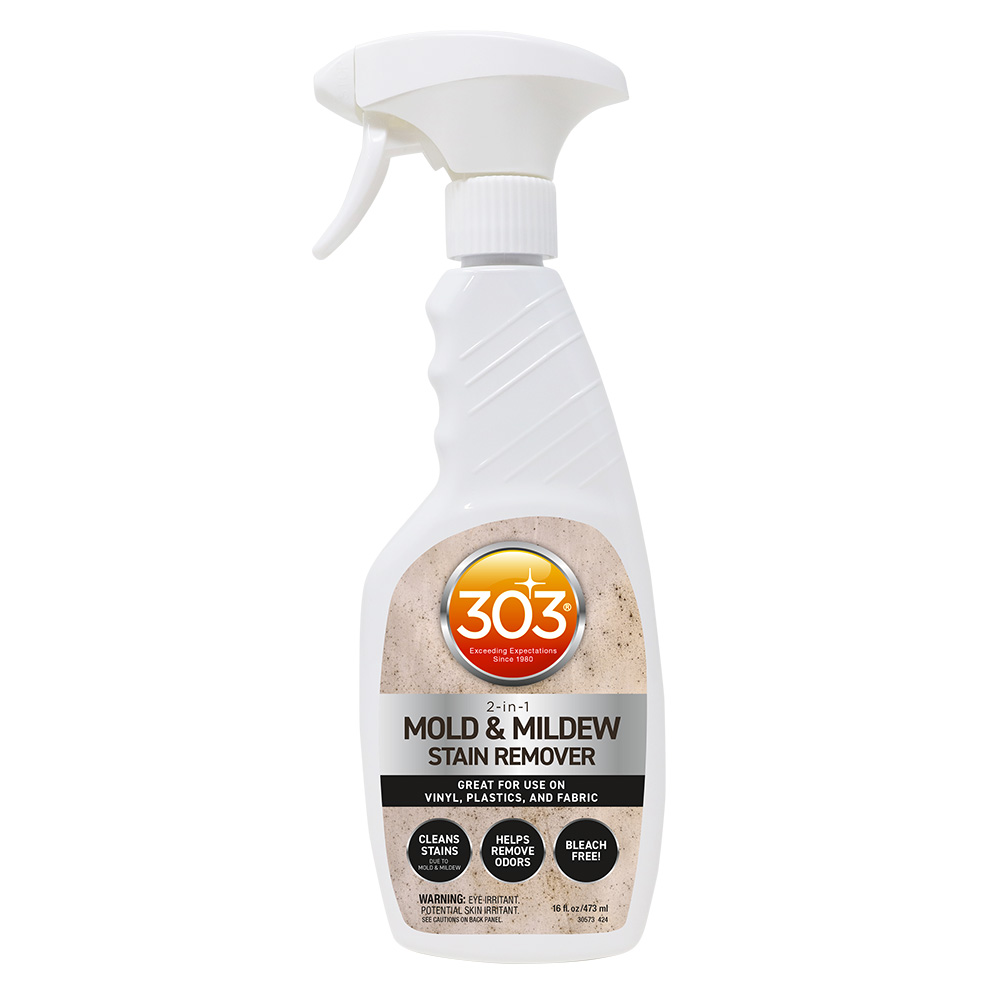 Spray bottle of mould and mildew stain remover