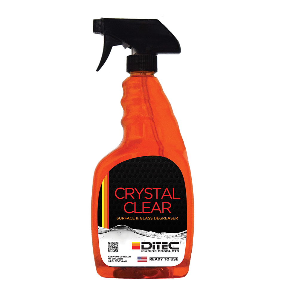 Spray bottle of clear plastic cleaner