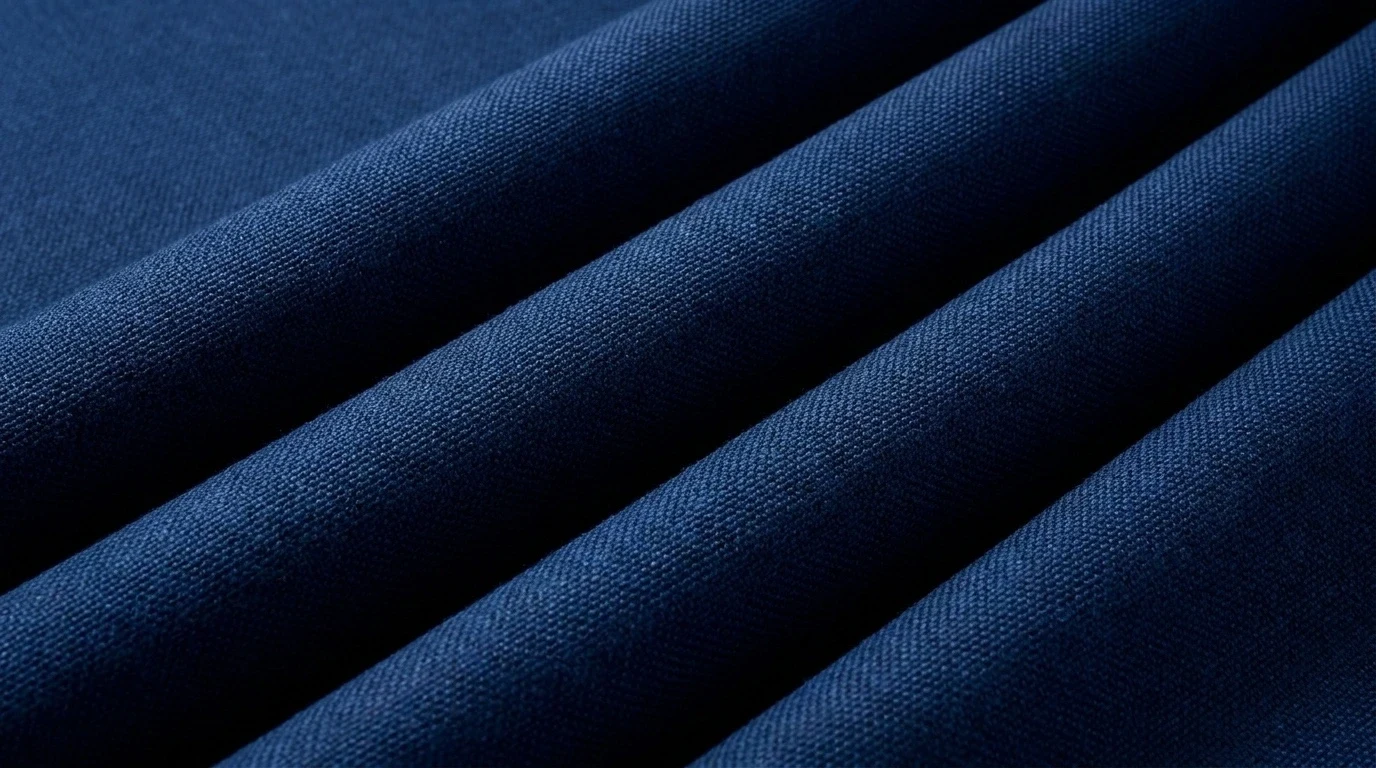 Folds of navy marine canvas fabric