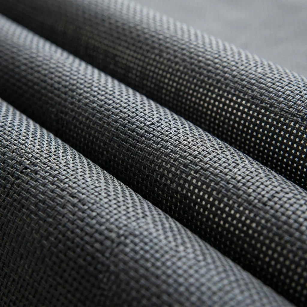 Close-up of black solar shade mesh