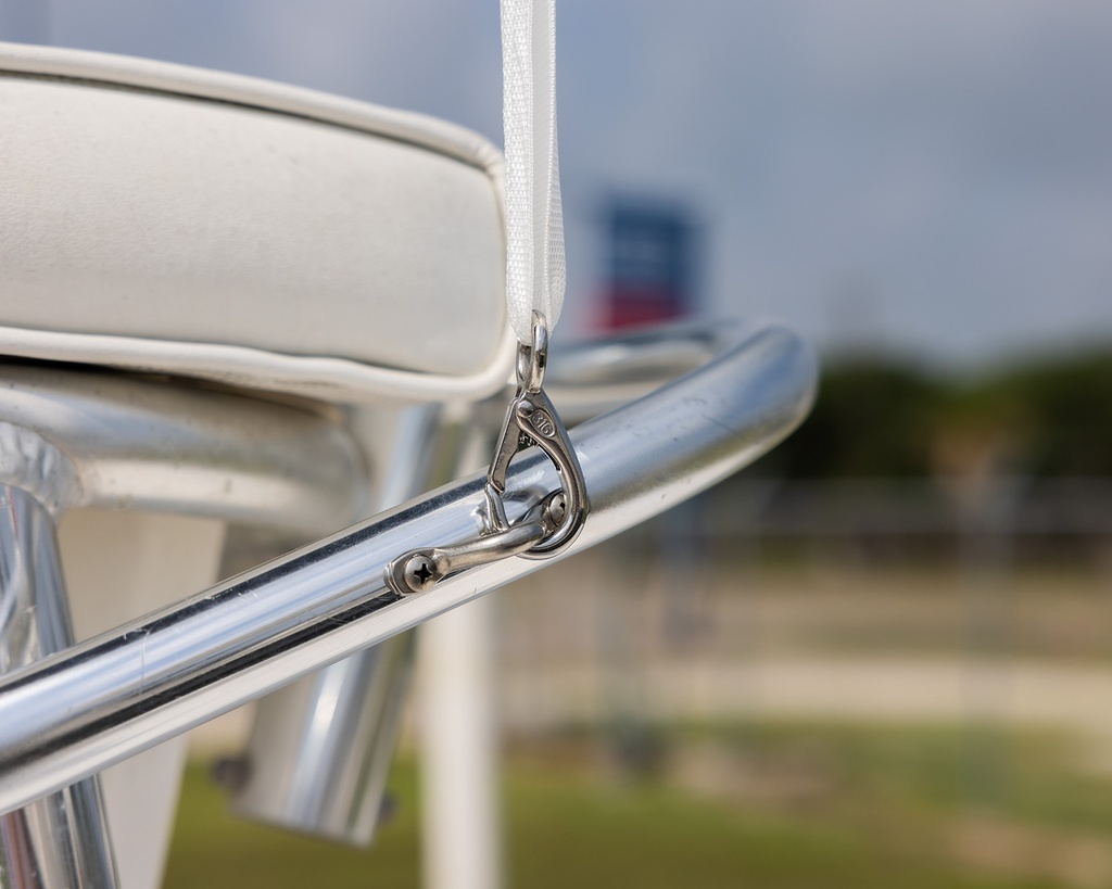 Stainless hardware detail on the frame
