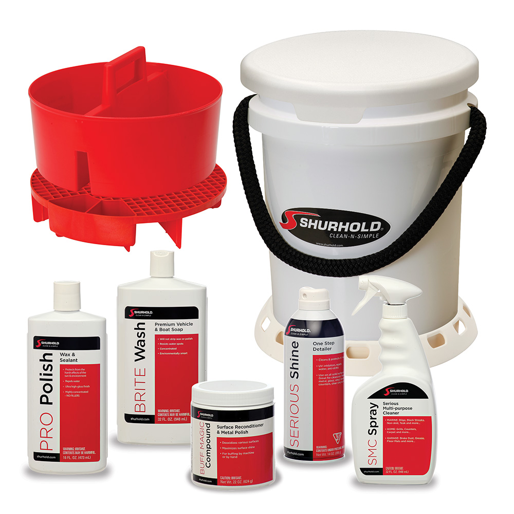 Shurhold 5 Gallon White Bucket Kit - Includes Bucket, Caddy, Grate Seat, Buff Magic, Pro – view 1