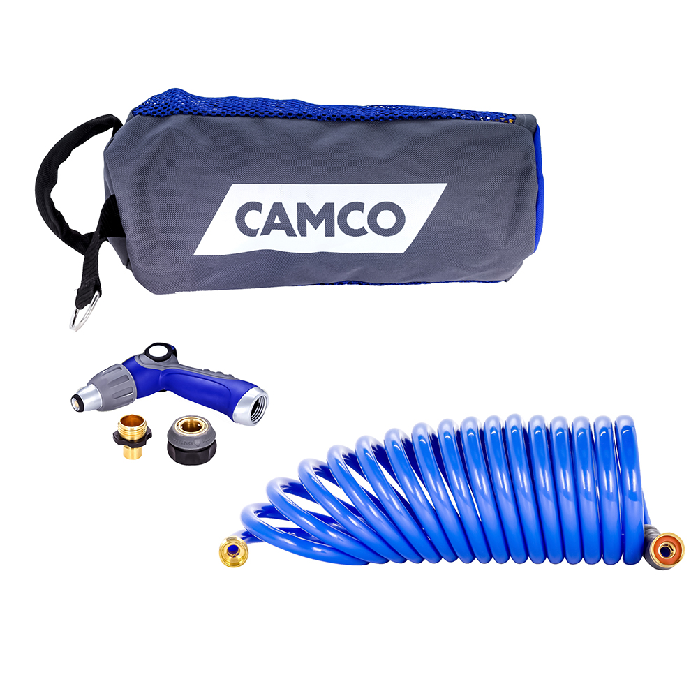 [41980] Camco 20' Coiled Hose & Spray Nozzle Kit