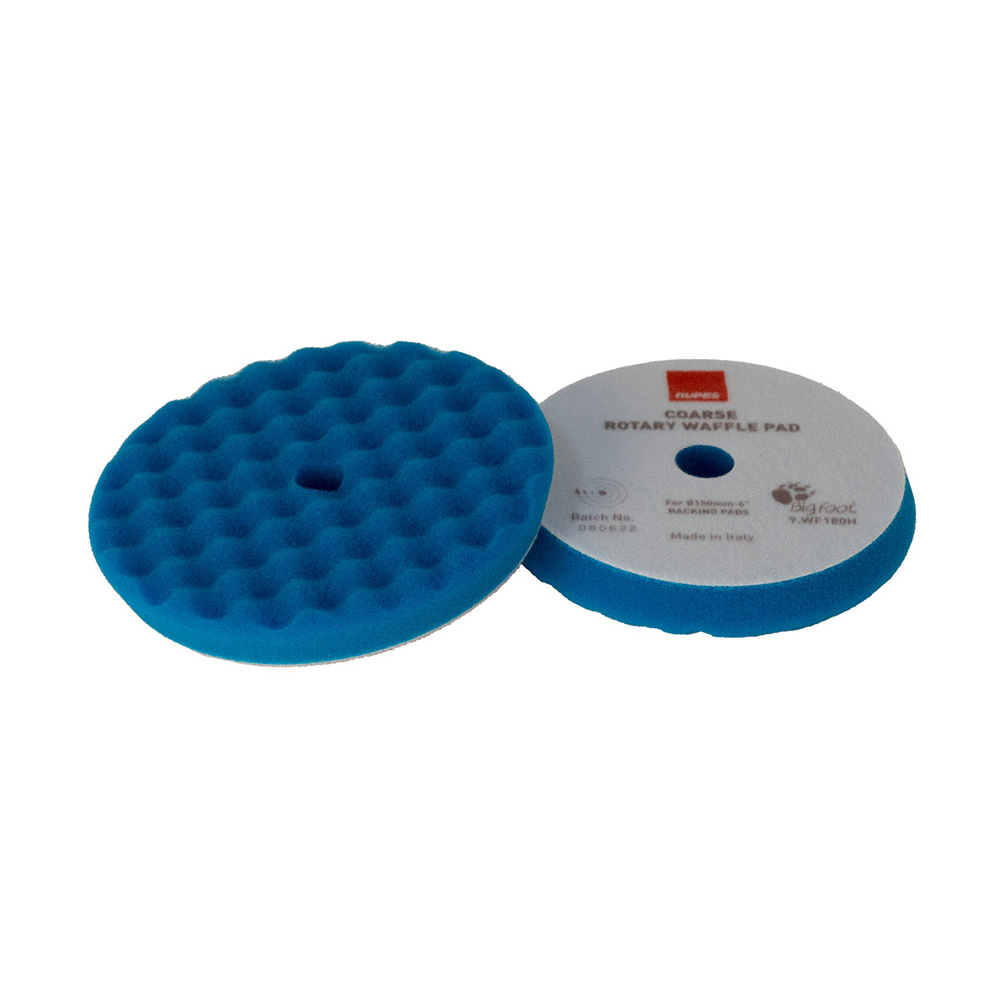 RUPES Velcro Waffle Coarse Polishing Foam Pad for Rotary Polishers 180mm - Blue
