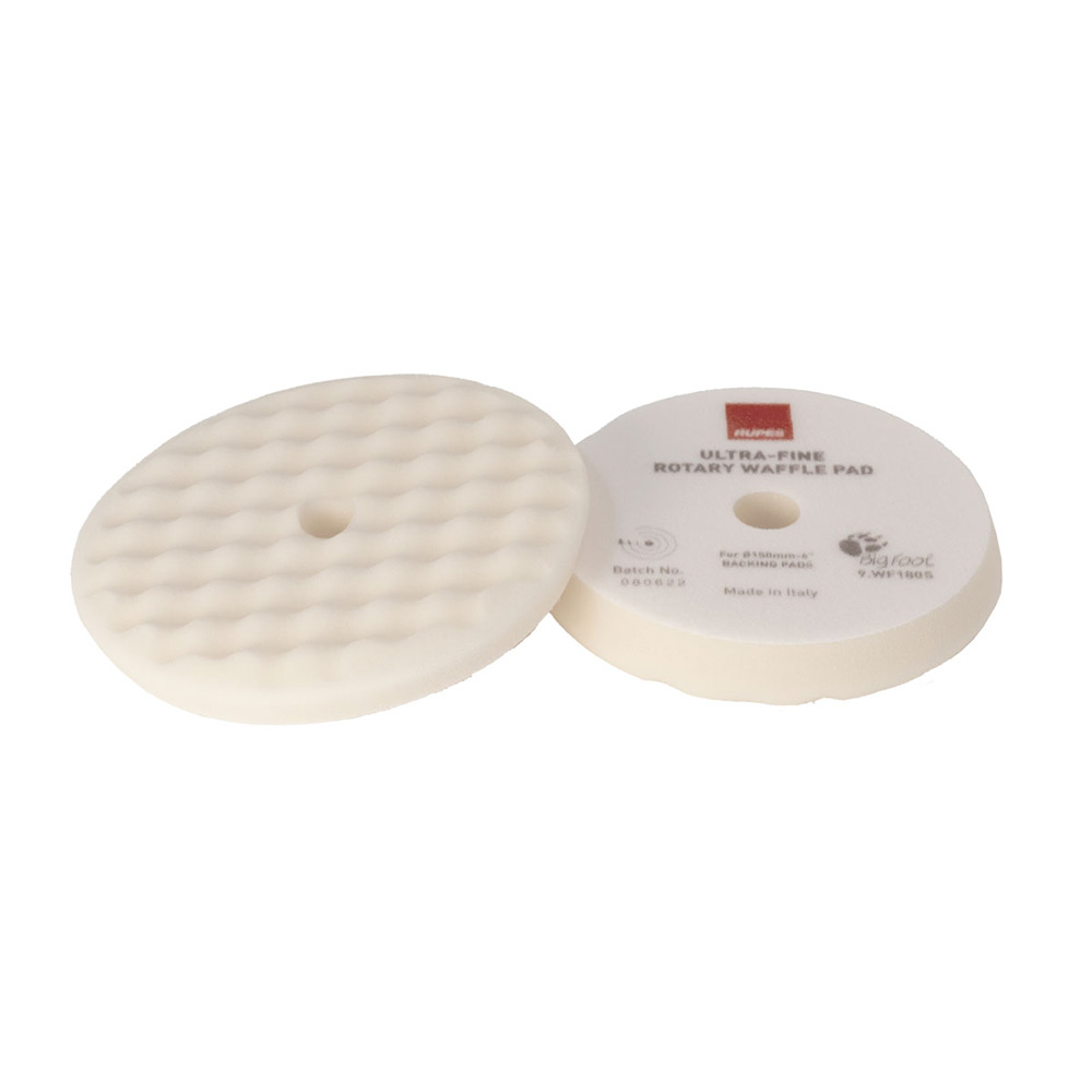 [9.WF90S] RUPES Velcro Waffle Ultra-Fine Polishing Foam Pad for Rotary Polishers 90mm - White