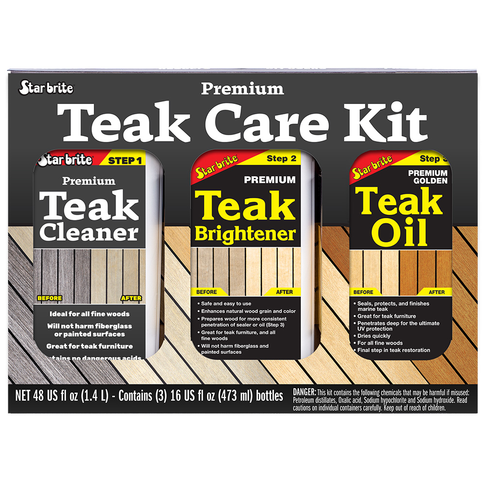 [81216] Star brite Premium Teak Care Kit - Step 1, Step 2, & Step 3 - 16 oz
