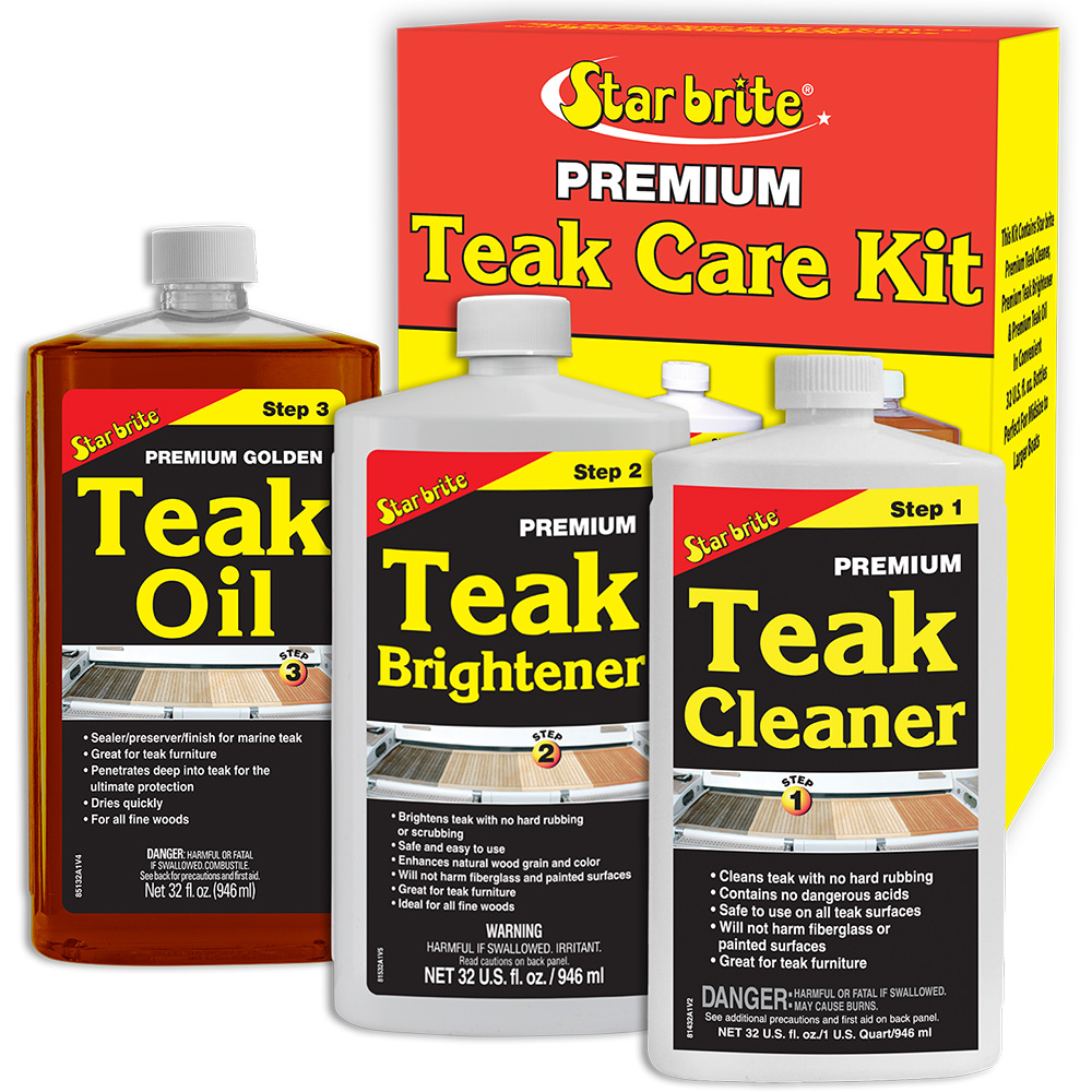 [81202] Star brite Premium Teak Care Kit - Step 1, Step 2, & Step 3 - 32 oz