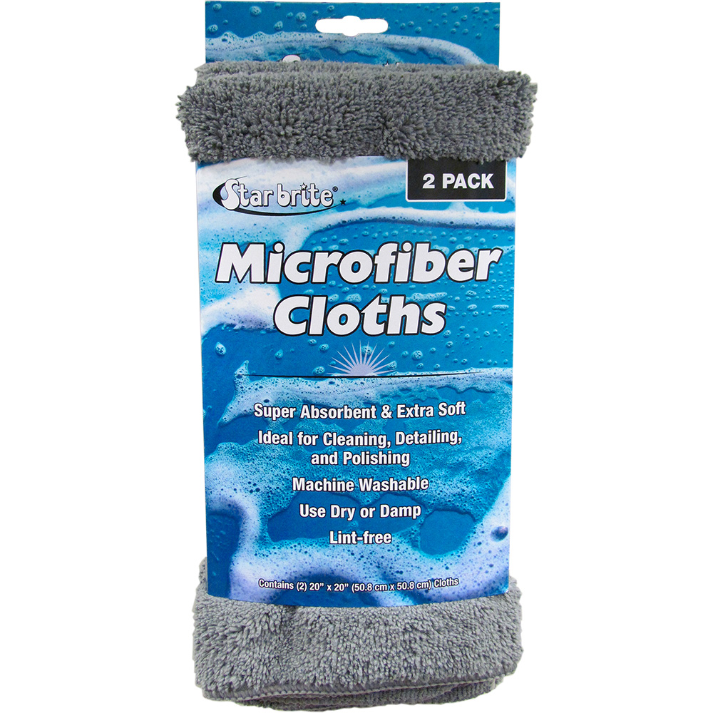 [40089] Star brite Microfiber Cloths 2 Pack - 20" x 20" Super Absorbent & Soft Towels