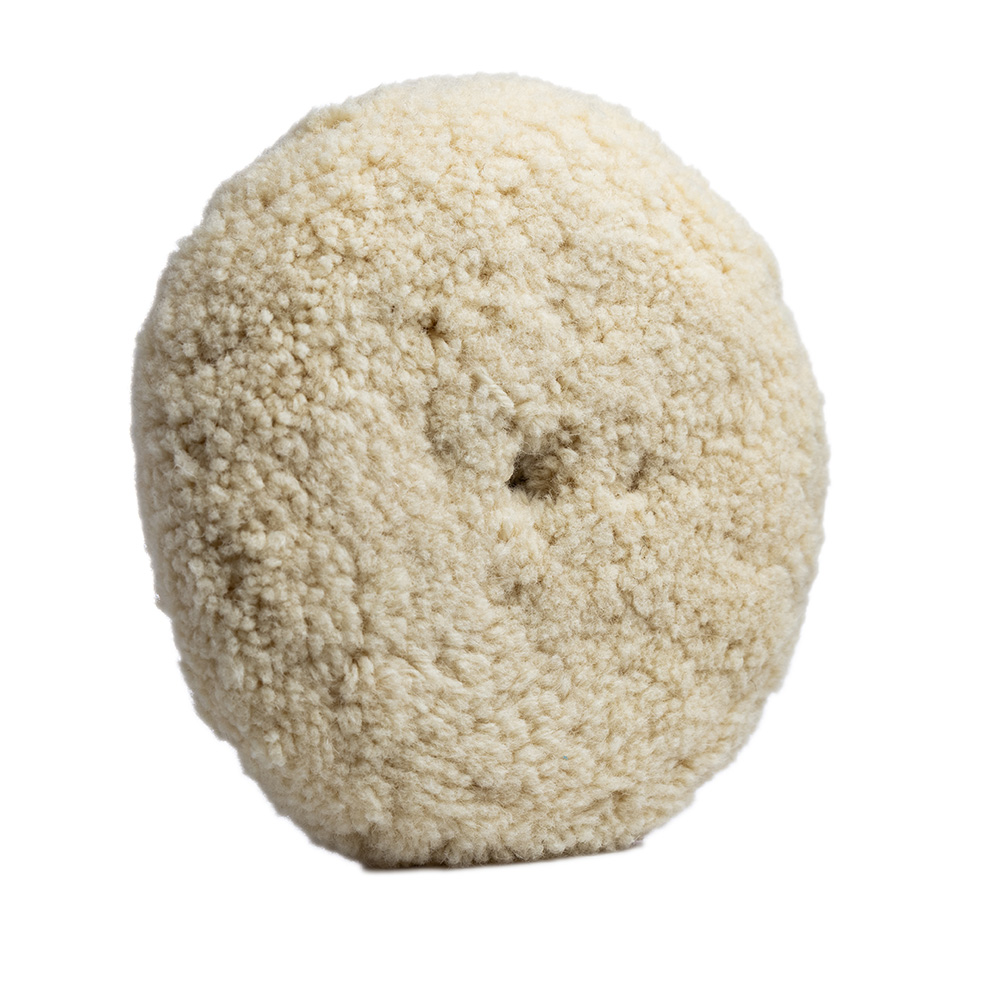 [35-222-QD-LC] Lake Country White Twisted 100% Wool Pad 8" x 1.5" Quick Disconnect