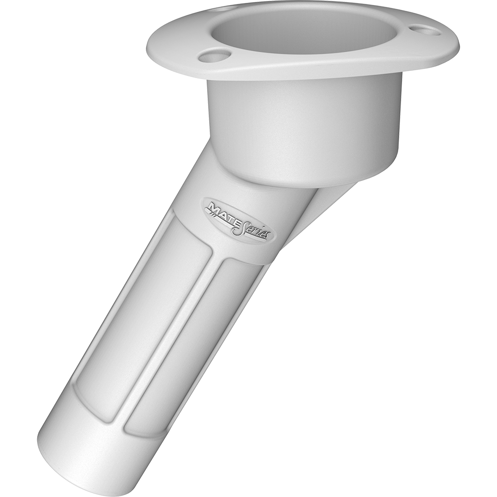 [P2030W] Mate Series Plastic 30° Rod & Cup Holder - Open - Oval Top - White