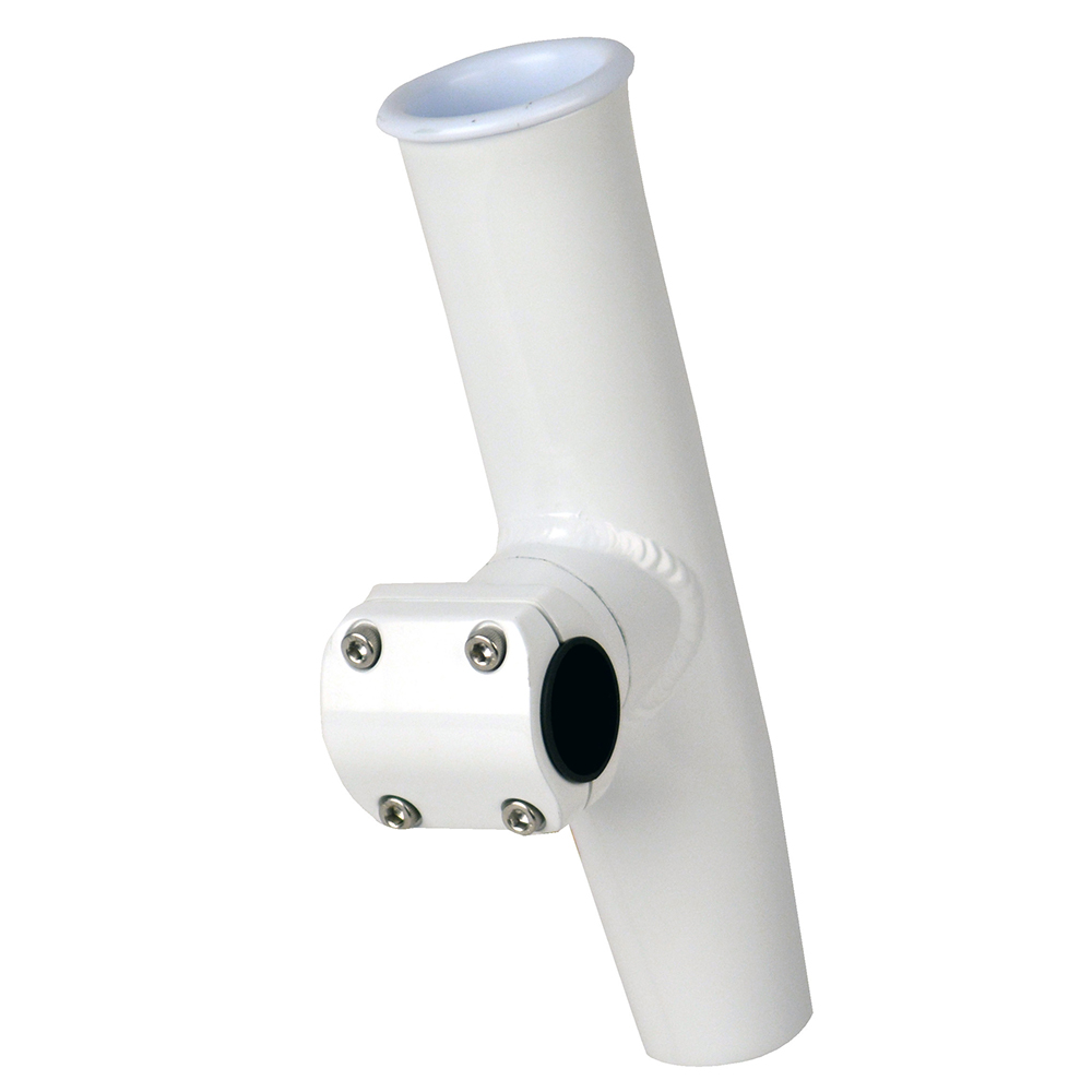 C.E. Smith Adjustable Mid Mount Rod Holder - 7/8" or 1" OD - White Powder Coat Aluminum with Sleeve & Hex Key