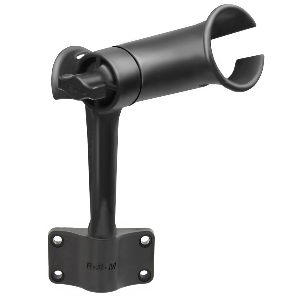 [RAP-390-BU] RAM Mount RAM Tube Jr. Fishing Rod Holder with Standard 6" Length Post Spline & Bulkhead Mounting Base