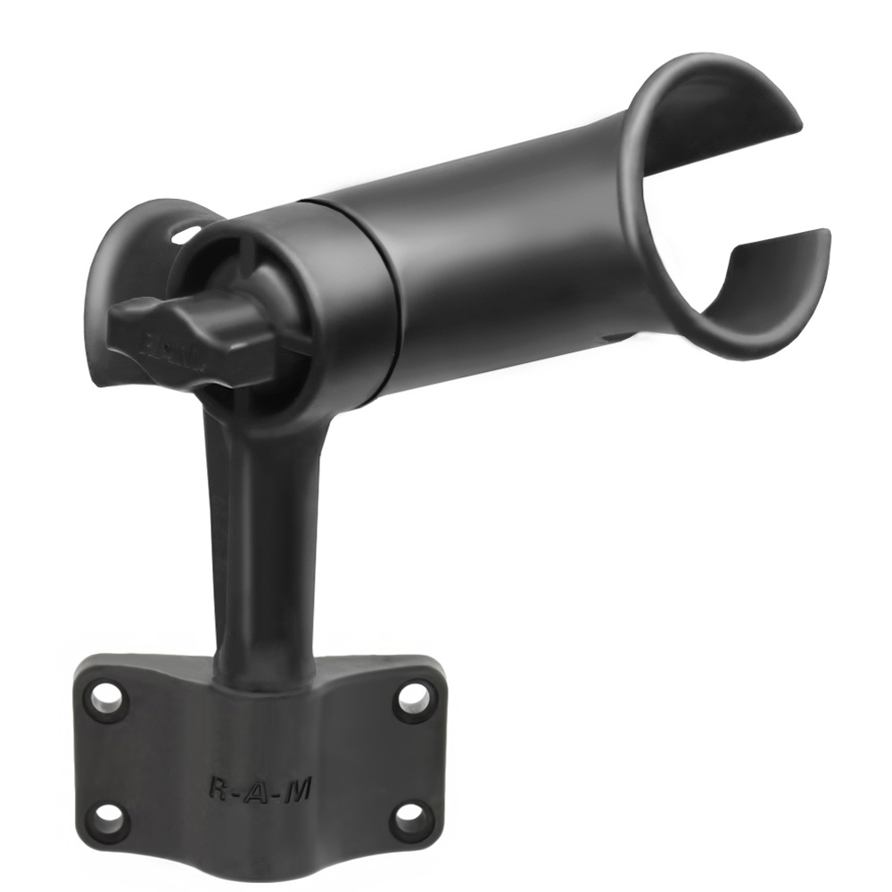 RAM Mount RAM Tube Jr. Fishing Rod Holder with Short 4" Length Post Spline & Bulkhead Mounting Base