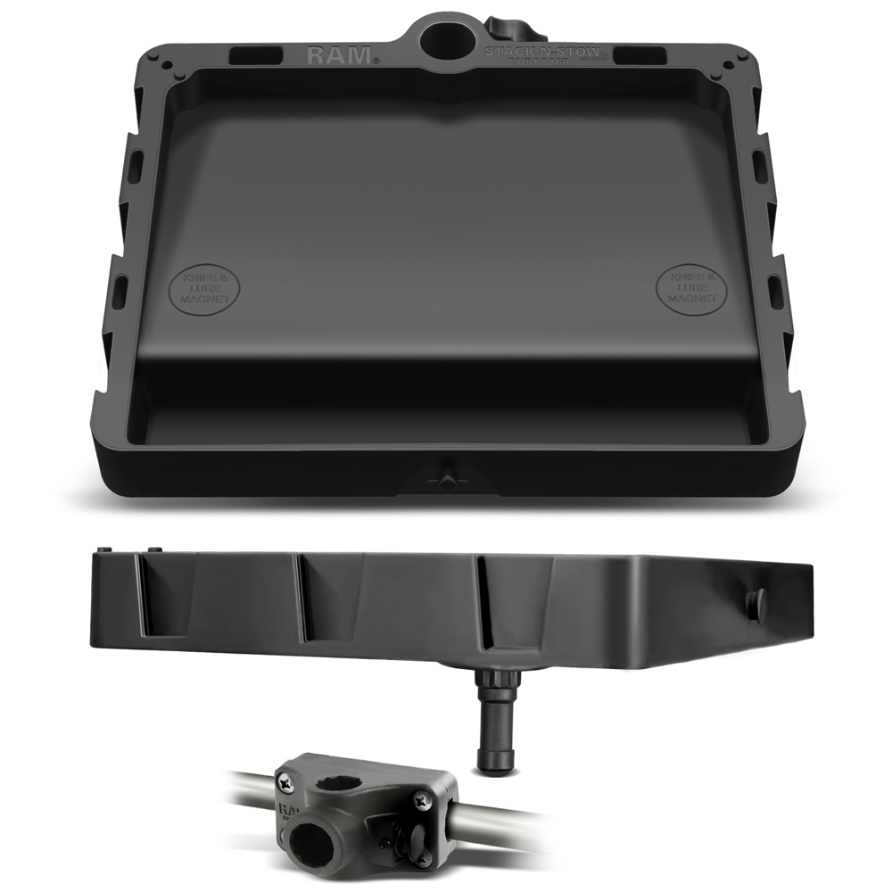 [RAP-395-RMU] RAM Mount STACK-N-STOW Bait Board with Combination Bulkhead Rail Adapter Kit
