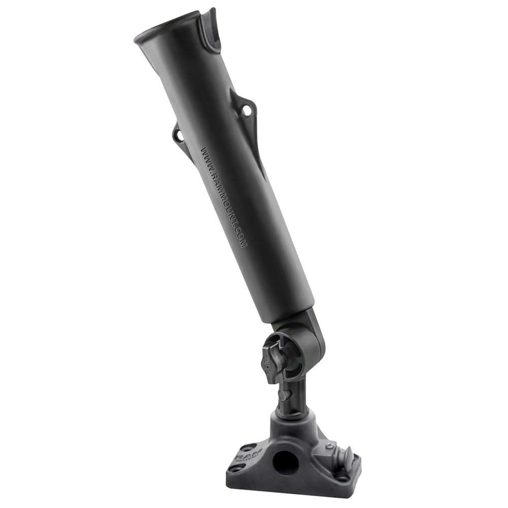 RAM Tough-Tube Fishing Rod Holder with 3" Length Spline Post, Combination Bulkhead/Flat Surface Base & Plunger