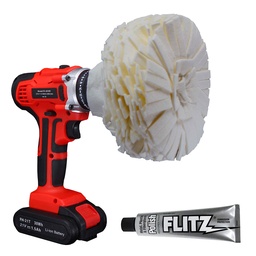 Flitz Buff Ball - Large 5" - White with 1.76oz Tube Flitz Polish