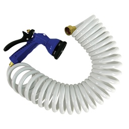 Whitecap 15' White Coiled Hose with Adjustable Nozzle