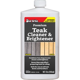 Star brite Premium Teak Cleaner & Brightener - Restore & Enhance Wood Grain - 32 oz