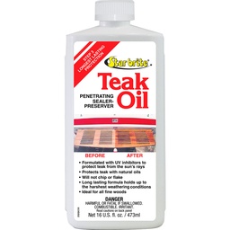 Star brite Teak Oil - Long Lasting, Penetrating, Sealer, & Preserver with UV Inhibitors - 16 oz
